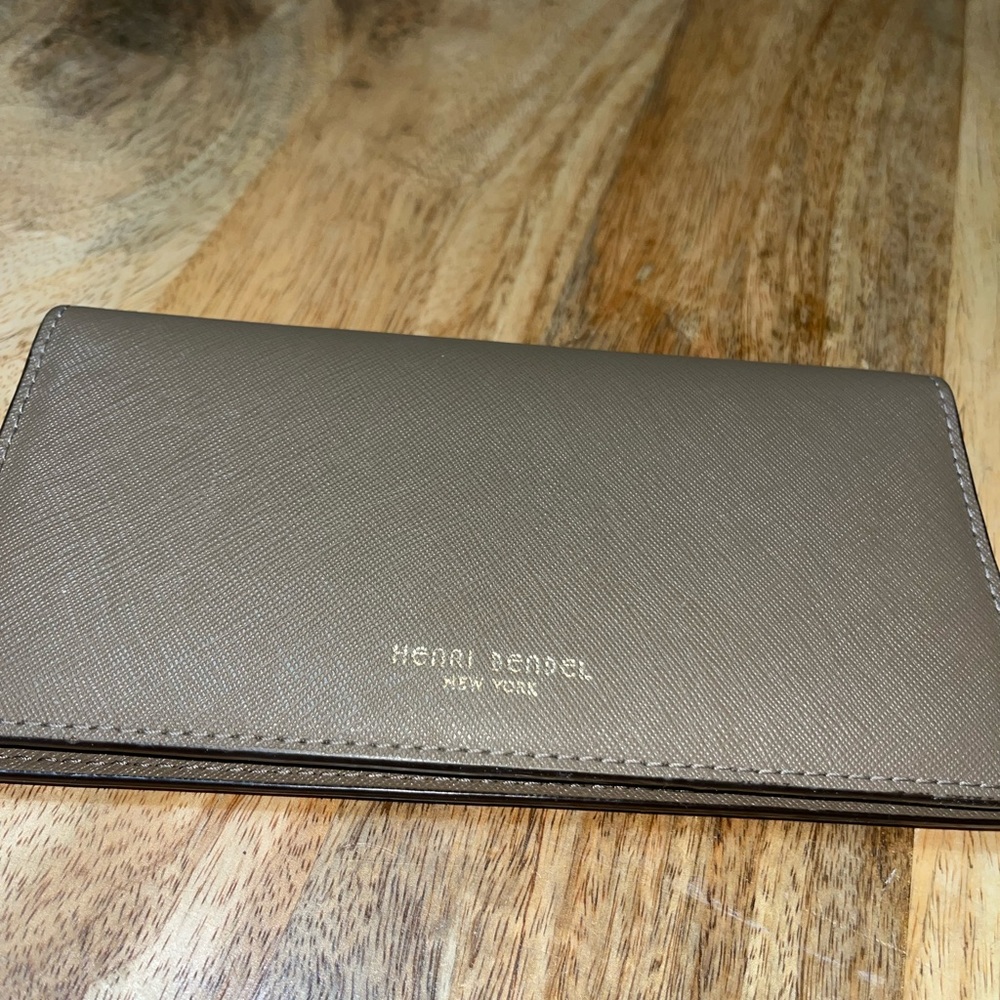 Henri Bendel Taupe Kangaroo Wallet with Gold Coin Bag